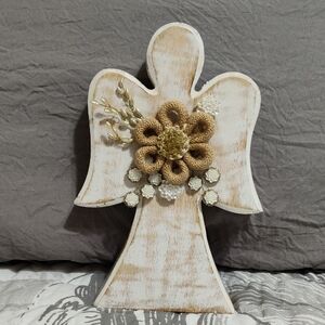Rustic Angel Decor with Floral Accent